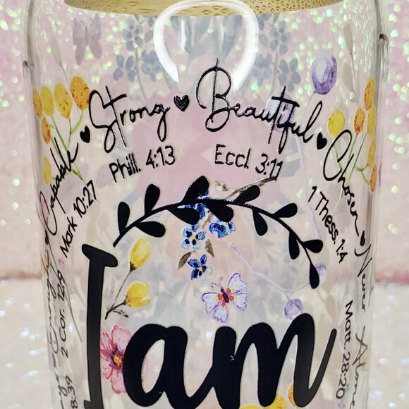 ☕"I Am" Inspirational/Religious 16oz Glass Cup☕BUNDLE & SAVE - Picture 7 of 11